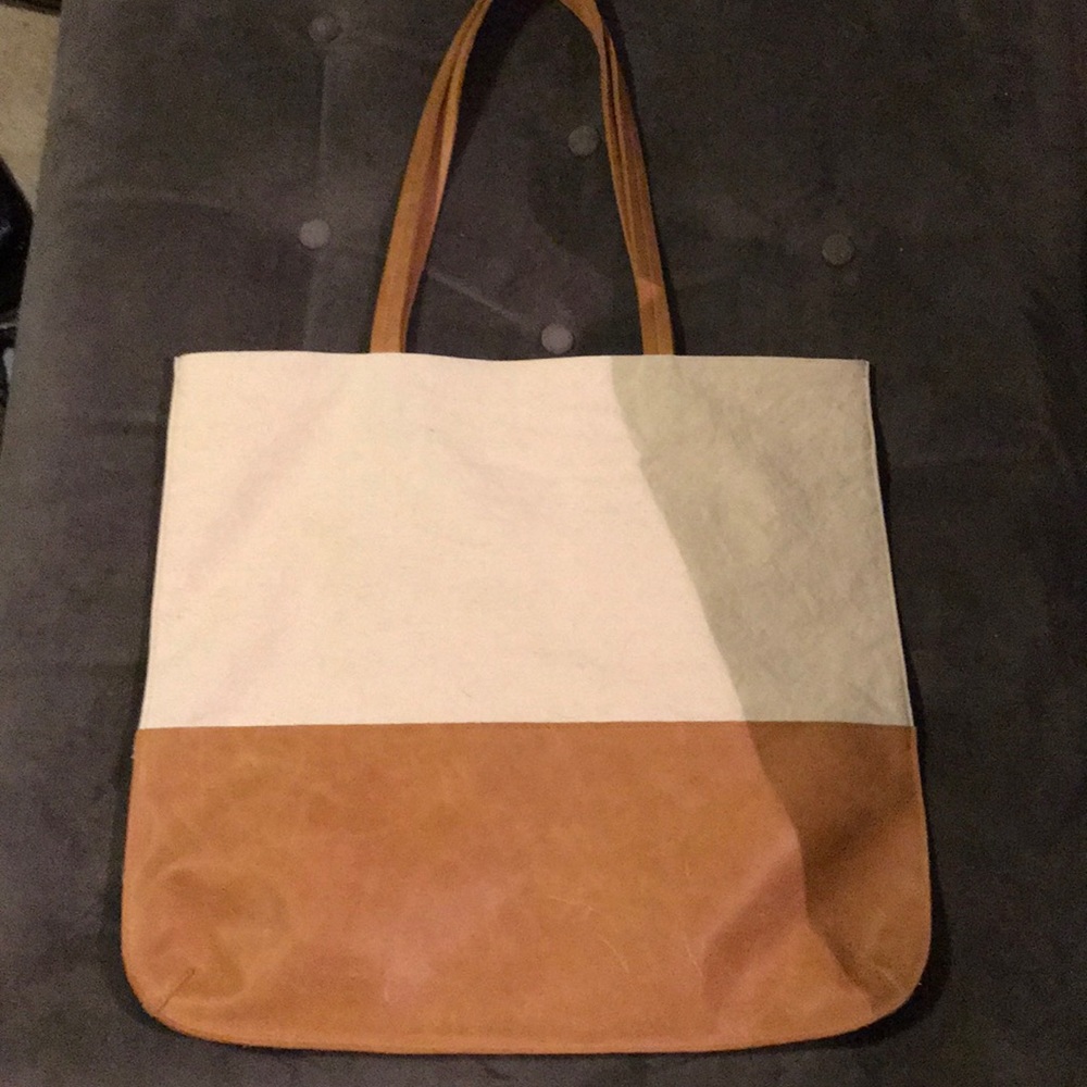NWOT. Canvas and faux leather tote